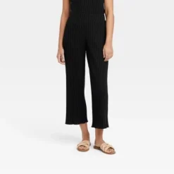 Budget ❤️ Women's High-Rise Wide Leg Ribbed Ankle Pants - A New Day™ ❤️ -Outlet New Day Wear Store unnamed file 3297
