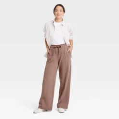 Flash Sale 🔥 Women's High-Rise Wide Leg Fleece Pants - A New Day™ ⭐ -Outlet New Day Wear Store unnamed file 3333