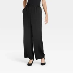 Budget ✨ Women's High-Rise Wide Leg Satin Pull-On Pants - A New Day™ 😉 -Outlet New Day Wear Store unnamed file 3390