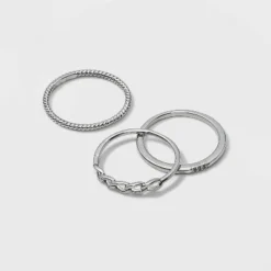 Brand new ⌛ Silver Plated Cubic Zirconia Chain Stack Ring Set - A New Day™ ✔️