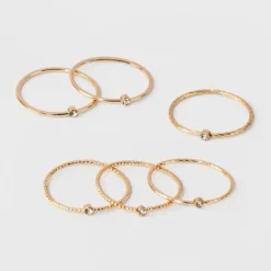 Wholesale 😉 Clear Stone Set of Six Rings - A New Day™ Gold/Clear ⌛