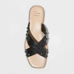 New 👏 Women's Emmy Studded Crossband Sandals - A New Day™ Tan ✨ -Outlet New Day Wear Store unnamed file 3693