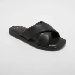 Wholesale ⌛ Women's Daisy Crossband Slide Sandals - A New Day™ Black ⌛ -Outlet New Day Wear Store unnamed file 3710