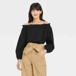 Discount ⌛ Women's Long Sleeve Off the Shoulder Top - A New Day™ ✨ -Outlet New Day Wear Store unnamed file 3722