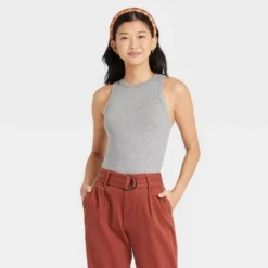 New 🛒 Women's Slim Fit Ribbed 3pk Bundle Tank Top - A New Day™ Black/White/Gray 🔔