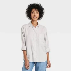 Wholesale 👍 Women's Long Sleeve Button-Down Boyfriend ✔️ Shirt - A New Day™ Gray ✨ -Outlet New Day Wear Store unnamed file 3873
