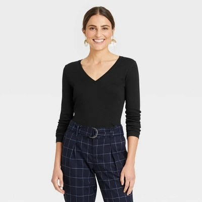 Brand new 🛒 Women's Long Sleeve V-Neck Ribbed T-Shirt - A New Day™ 🔥 5 Brand new 🛒 Women's Long Sleeve V-Neck Ribbed T-Shirt - A New Day™ 🔥 - Image 3