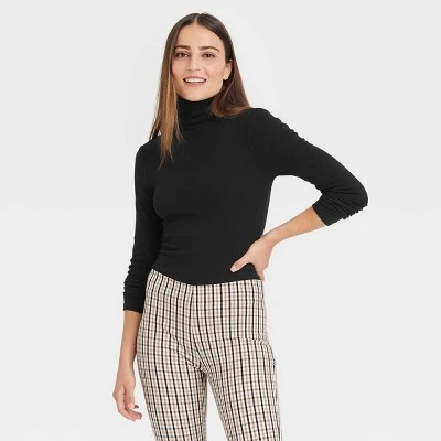 Budget 🧨 Women's Slim Fit Long Sleeve Turtleneck Ribbed T-Shirt - A New Day™ 🔥 5 Budget 🧨 Women's Slim Fit Long Sleeve Turtleneck Ribbed T-Shirt - A New Day™ 🔥 - Image 3