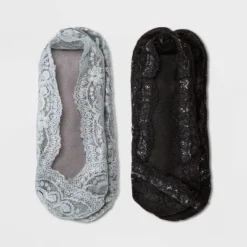 Discount ⭐ Women's Lace 2pk Liner 🎉 Socks - A New Day™ Gray/Black 4-10 🎉 -Outlet New Day Wear Store unnamed file 4040