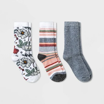 Promo ๐ Women's Floral Garden 3pk Crew Socks - A New Day™ Ivory/Gray 4-10 ๐ 4 Promo ๐ Women's Floral Garden 3pk Crew Socks - A New Day™ Ivory/Gray 4-10 ๐ - Image 2