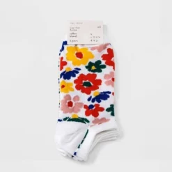 Cheap 🎉 Women's Floral 3pk Low Cut Socks - A New Day™ White 4-10 😍