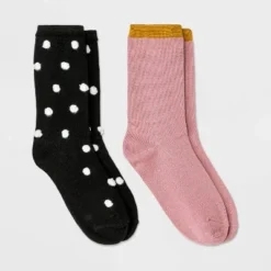 Best deal 🧨 Women's 2pk Polka Dot and Soft Shimmer Crew 🎁 Socks - A New Day™ 4-10 Purple/green ✔️ -Outlet New Day Wear Store unnamed file 4097