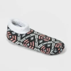 Discount 🎁 Women's Geo Double Lined Cozy Booties with Grippers - A New Day™ Charcoal Heather 4-10 ✨ -Outlet New Day Wear Store unnamed file 4114