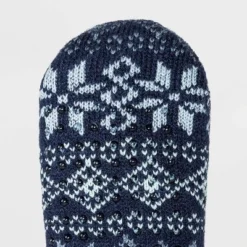 Flash Sale 👍 Women's Fair Isle Snowflake Double Lined Cozy Booties with Grippers - A New Day™ Blue 4-10 🎁 -Outlet New Day Wear Store unnamed file 4127