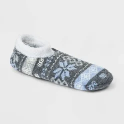 Promo ⌛ Women's Fair Isle Double Lined Cozy Booties with Grippers - A New Day™ Heather Gray/Blue 4-10 😉 -Outlet New Day Wear Store unnamed file 4147