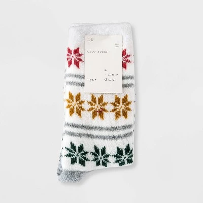 Best Pirce 🛒 Women's Gradient Snowflake Double Lined Cozy Crew Socks - A New Day™ Ivory 4-10 🌟 3 Best Pirce 🛒 Women's Gradient Snowflake Double Lined Cozy Crew Socks - A New Day™ Ivory 4-10 🌟