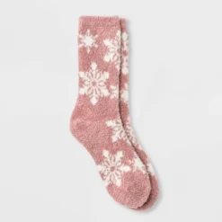 Buy 💯 Women's Snowflake Cozy Crew Socks - A New Day™ 4-10 Pink 😉 -Outlet New Day Wear Store unnamed file 4173