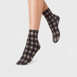 Buy 👏 Women's Plaid Anklet Socks - A New Day™ Black/Tan 4-10 ❤️ -Outlet New Day Wear Store unnamed file 4199