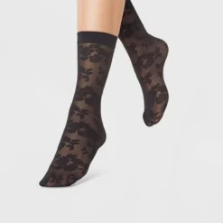 Coupon ✨ Women's Sheer Rose Anklet ⭐ Socks - A New Day™ Black 4-10 🎉 -Outlet New Day Wear Store unnamed file 4201