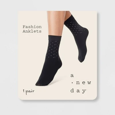 Brand new โค๏ธ Women's Studded Anklet ๐ Socks - A New Day™ Black 4-10 ๐ 3 Brand new โค๏ธ Women's Studded Anklet ๐ Socks - A New Day™ Black 4-10 ๐