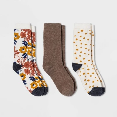 Buy ✔️ Women's Floral 3pk Crew ❤️ Socks - A New Day™ Ivory/Heather Brown 4-10 💯 4 Buy ✔️ Women's Floral 3pk Crew ❤️ Socks - A New Day™ Ivory/Heather Brown 4-10 💯 - Image 2