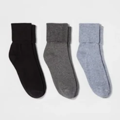 Best Sale ⌛ Women's 3pk Mary Jane Fold Over Cuff 🎁 Socks - A New Day™ 4-10 Gray Heather ✔️ -Outlet New Day Wear Store unnamed file 4274