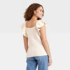 Best Pirce ⌛ Women's Square Neck Ruffle Sweater Vest - A New Day™ ⭐