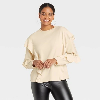 Brand new 🛒 Women's Ruffle Sweatshirt - A New Day™ ❤️ 5 Brand new 🛒 Women's Ruffle Sweatshirt - A New Day™ ❤️ - Image 3