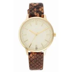 Outlet 🧨 Women's Snakeskin Band ⌚ Watch - A New Day™ Brown 😉