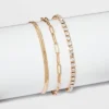 Cheap 🎁 Herringbone and Tennis Bracelet Set 3pc - A New Day™ Metallic Gold 👏