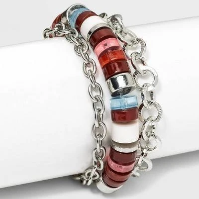 Cheapest ✔️ Mixed Cylinder Bead and Chain Bracelet Set 3pc - A New Day™ Metallic Silver 💯 4 Cheapest ✔️ Mixed Cylinder Bead and Chain Bracelet Set 3pc - A New Day™ Metallic Silver 💯 - Image 2