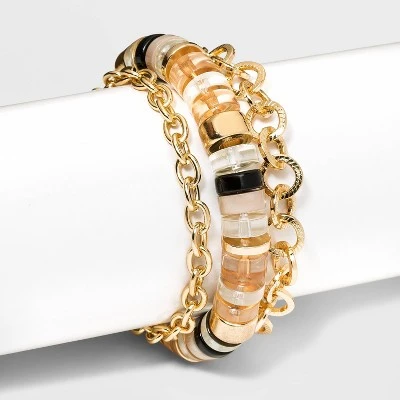 Cheapest ✔️ Mixed Cylinder Bead and Chain Bracelet Set 3pc - A New Day™ Metallic Silver 💯 5 Cheapest ✔️ Mixed Cylinder Bead and Chain Bracelet Set 3pc - A New Day™ Metallic Silver 💯 - Image 3