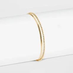 Buy ⭐ Sterling Silver with Snake Chain and Beaded Chain Bracelet Set 2pc - A New Day™ ⌛ -Outlet New Day Wear Store unnamed file 511