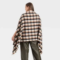 Cheap 🛒 Women's Plus Size Plaid Wrap Jacket - A New Day™ Brown One Size 💯