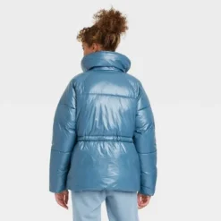 Discount ⌛ Women's Medium Length Wet Look Puffer Jacket - A New Day™ ✨