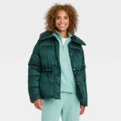 Best Sale 🥰 Women's Medium Length Shine Puffer Jacket - A New Day™ 😀 -Outlet New Day Wear Store unnamed file 586