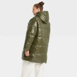 Outlet New Day Wear Store 25 Wholesale ❤️ Women's Mid Length Wet Look Puffer Jacket - A New Day™ 🥰