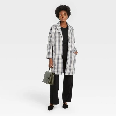 Buy ❤️ Women's Plaid Overcoat - A New Day™ Gray 🤩 4 Buy ❤️ Women's Plaid Overcoat - A New Day™ Gray 🤩 - Image 2