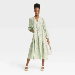 Discount 🔔 Women's Long Sleeve Tiered Dress - A New Day™ ⌛ -Outlet New Day Wear Store unnamed file 682