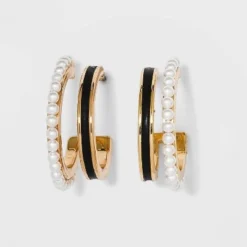 Discount ✔️ Faux Duo Enamel and Pearl Huggie Hoop Earrings - A New Day™ White ⭐ 10 Discount ✔️ Faux Duo Enamel and Pearl Huggie Hoop Earrings - A New Day™ White ⭐ -Outlet New Day Wear Store unnamed file 769