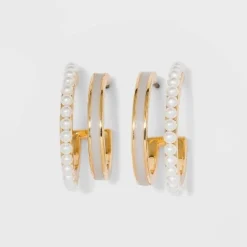 Discount ✔️ Faux Duo Enamel and Pearl Huggie Hoop Earrings - A New Day™ White ⭐ 12 Discount ✔️ Faux Duo Enamel and Pearl Huggie Hoop Earrings - A New Day™ White ⭐ -Outlet New Day Wear Store unnamed file 771