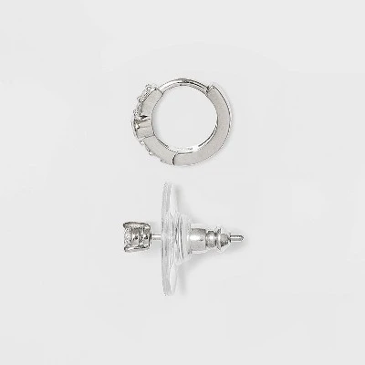 New 🧨 Sterling Silver Cubic Zirconia Stud and Huggie Hoop Trio Earring Set - A New Day™ ✔️ 1 New 🧨 Sterling Silver Cubic Zirconia Stud and Huggie Hoop Trio Earring Set - A New Day™ ✔️ -Outlet New Day Wear Store unnamed file 822