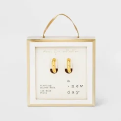 Best Pirce 🌟 14K Gold Plated Tube Hoop Post Drop Earrings - A New Day™ 💯 -Outlet New Day Wear Store unnamed file 839