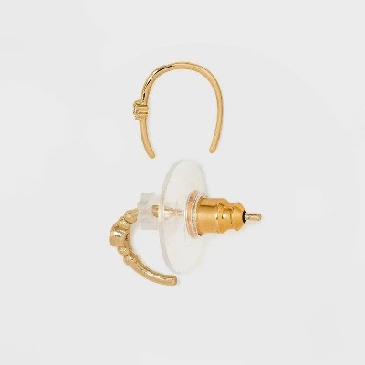 New ✔️ 14K Gold Plated Beaded Hoop Cubic Zirconia Earrings - A New Day™ ⭐ 3 New ✔️ 14K Gold Plated Beaded Hoop Cubic Zirconia Earrings - A New Day™ ⭐