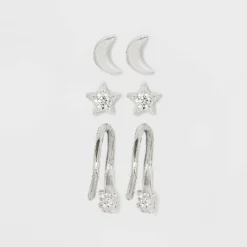 Best deal 🧨 Sterling Silver Star Stud Cubic Zirconia Moon and Endless Hoop Earring Set 3pc - A New Day™ 👍 -Outlet New Day Wear Store unnamed file 850