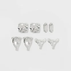 Best reviews of 😍 Sterling Silver Rectangle Pear Cubic Zirconia Stud Earring Set 4pc - A New Day™ 😉 -Outlet New Day Wear Store unnamed file 859
