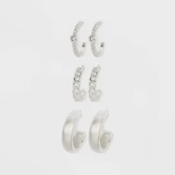 Coupon 😀 Sterling Cubic Zirconia Hoop Drop Earring Set 3pc - A New Day™ ✨ -Outlet New Day Wear Store unnamed file 863