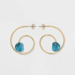 Deals 🔥 Swirl Hoop with Bead Earrings - A New Day™ Blue 🎉 -Outlet New Day Wear Store unnamed file 905