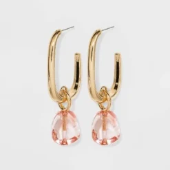 Top 10 ⭐ Rectangle Hoop with Transparent Drop Earrings - A New Day™ Pink ✔️ -Outlet New Day Wear Store unnamed file 913