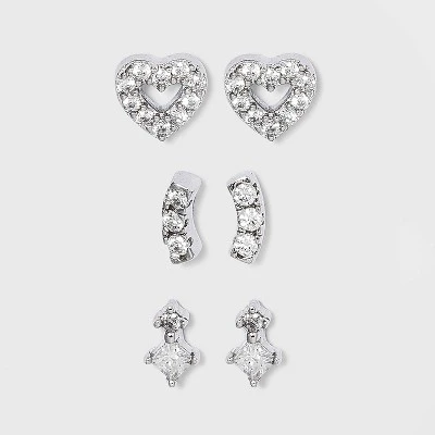 Best reviews of 💯 Sterling Silver Cubic Zirconia Heart and Stacked Stud Earring Set - A New Day™ Silver ❤️ 3 Best reviews of 💯 Sterling Silver Cubic Zirconia Heart and Stacked Stud Earring Set - A New Day™ Silver ❤️